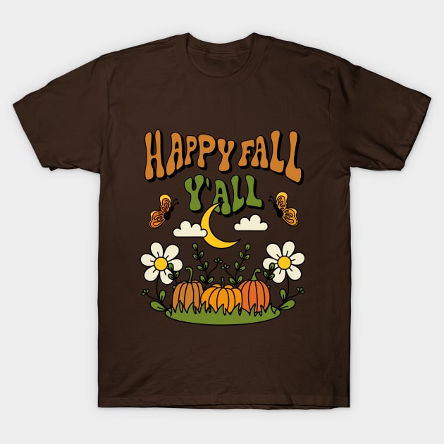 Happy Fall Y'all Shirt Design T-Shirt by themindfulbutterfly